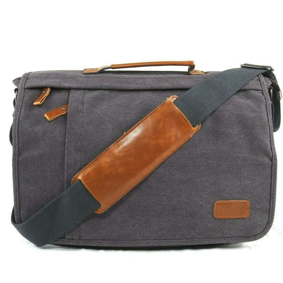Estarer Messenger Bag Canvas Faux Leather - Picture 2 of 8